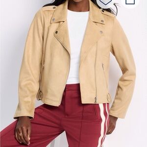 Stylish Women's Tan Faux Suede Utility Jacket